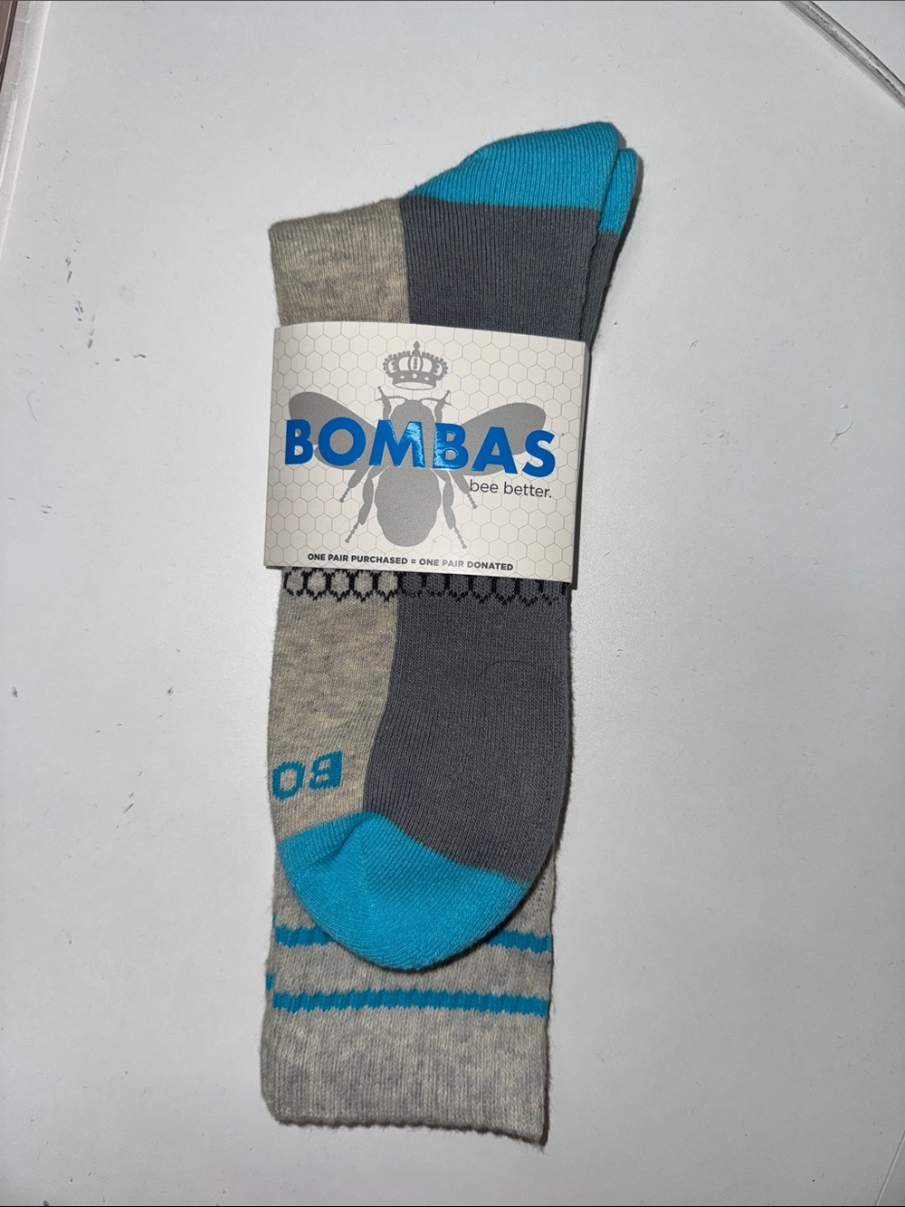 Bombas Men’s Casual Crew Socks - Gray & Teal